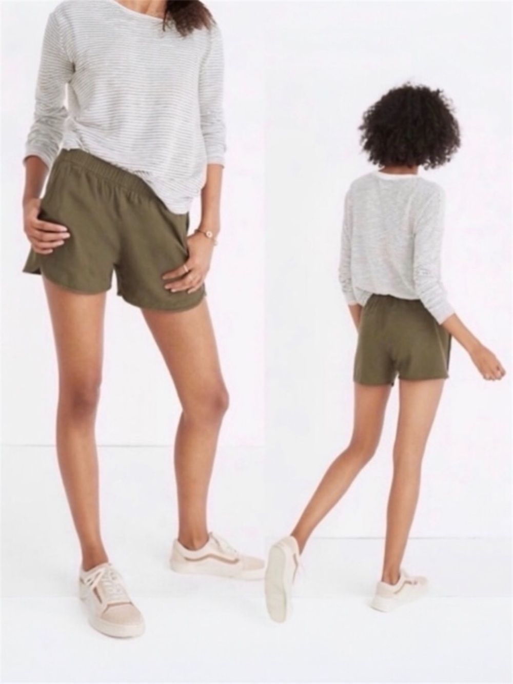 Madewell Pull-on Burch Leaf Short Dolphin Hem in Olive Green Size XXS